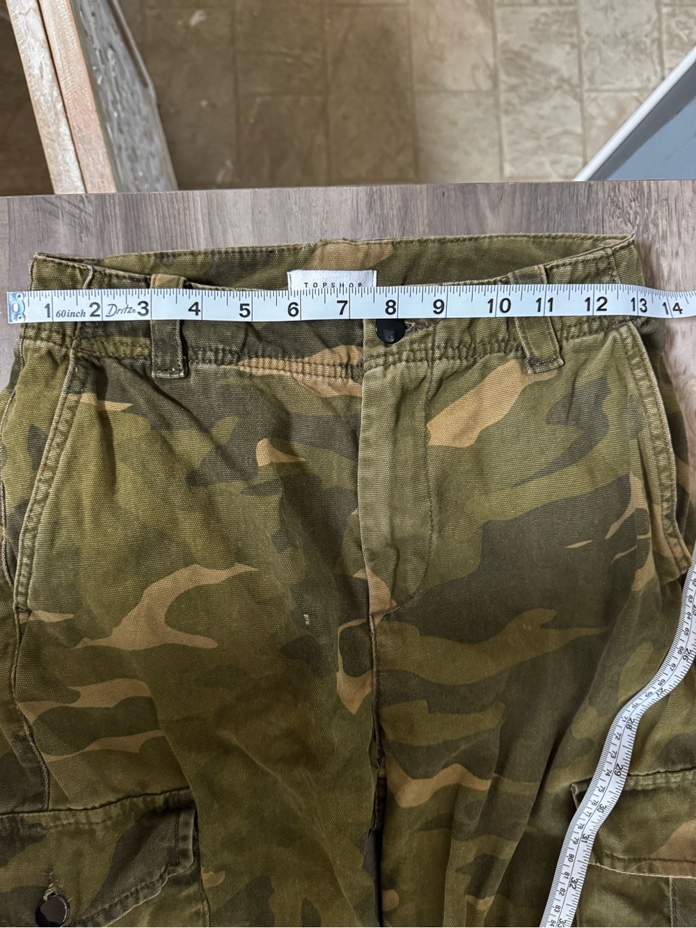 Topshop Olive Camo Straight-Leg Cargo Jeans - Picture 7 of 12
